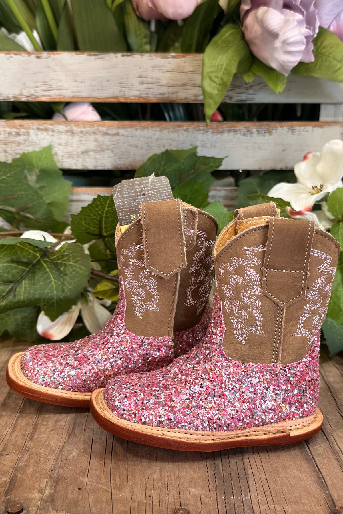 Cowbabies Glitter Pink Boots by Roper-Kids Footwear-Roper/Stetson-Gallop 'n Glitz- Women's Western Wear Boutique, Located in Grants Pass, Oregon