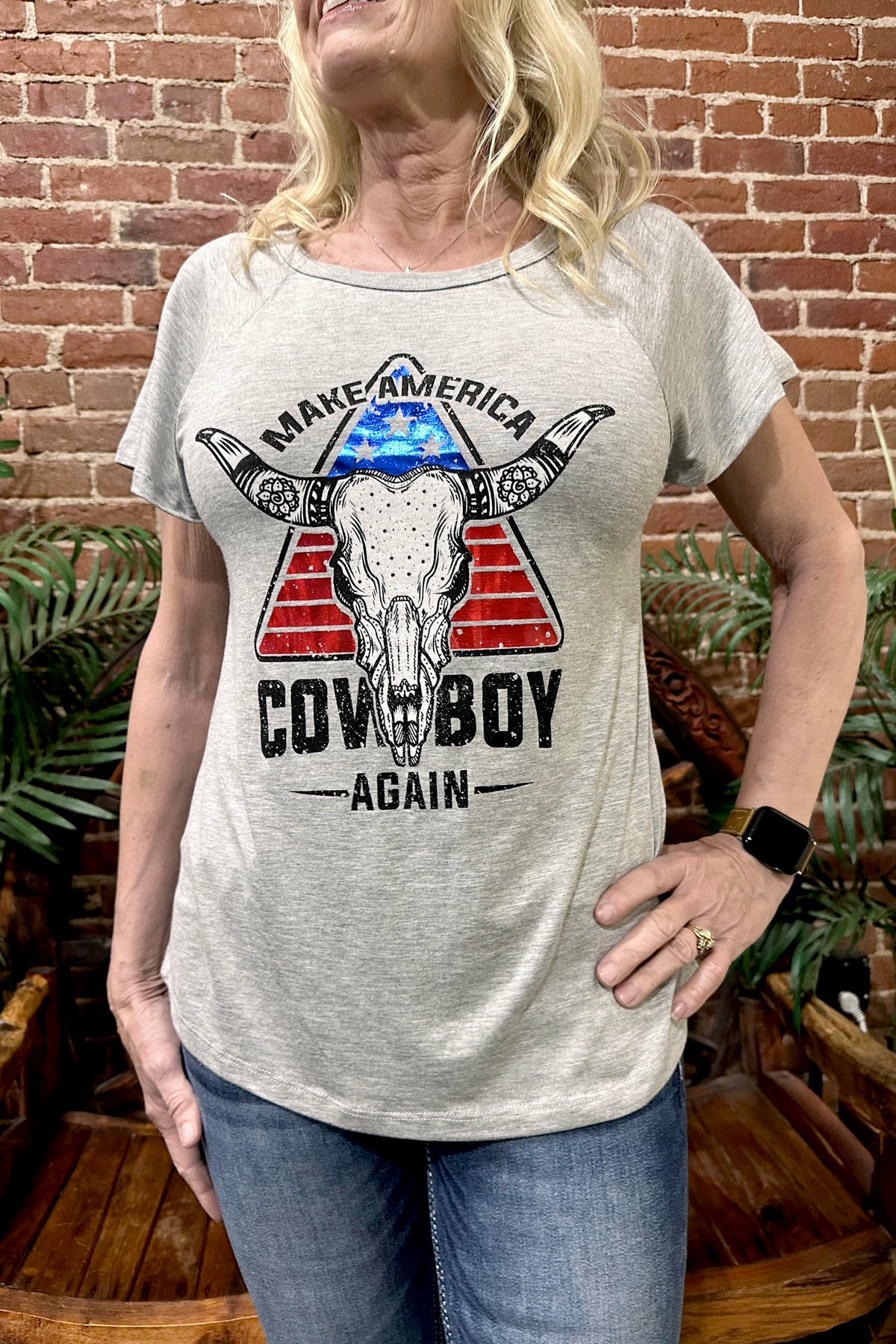 Make America Cowboy Again T-Shirt by Liberty Wear-T-Shirt-Liberty Wear-Gallop 'n Glitz- Women's Western Wear Boutique, Located in Grants Pass, Oregon