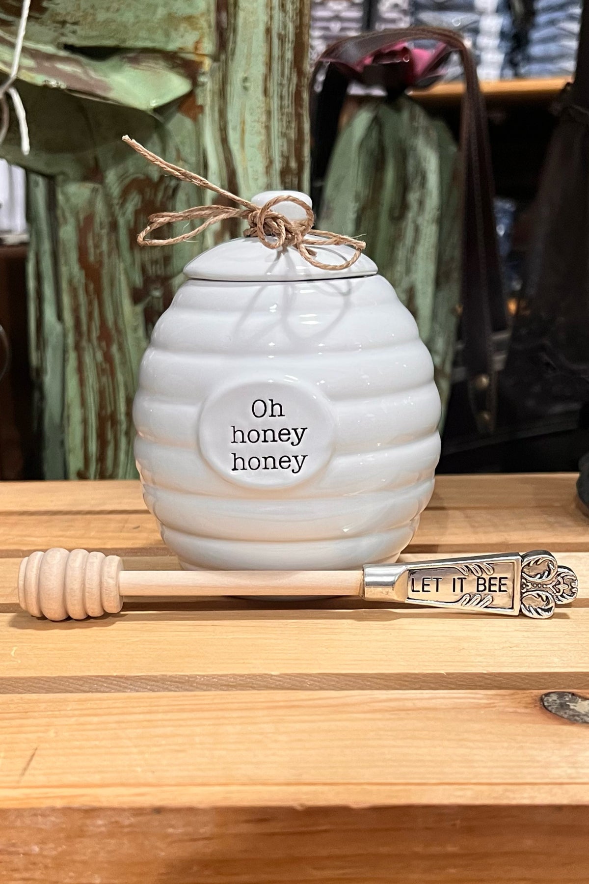 "Oh Honey Honey" Ceramic Honey Pot Set-Gift-Mud Pie-Gallop 'n Glitz- Women's Western Wear Boutique, Located in Grants Pass, Oregon