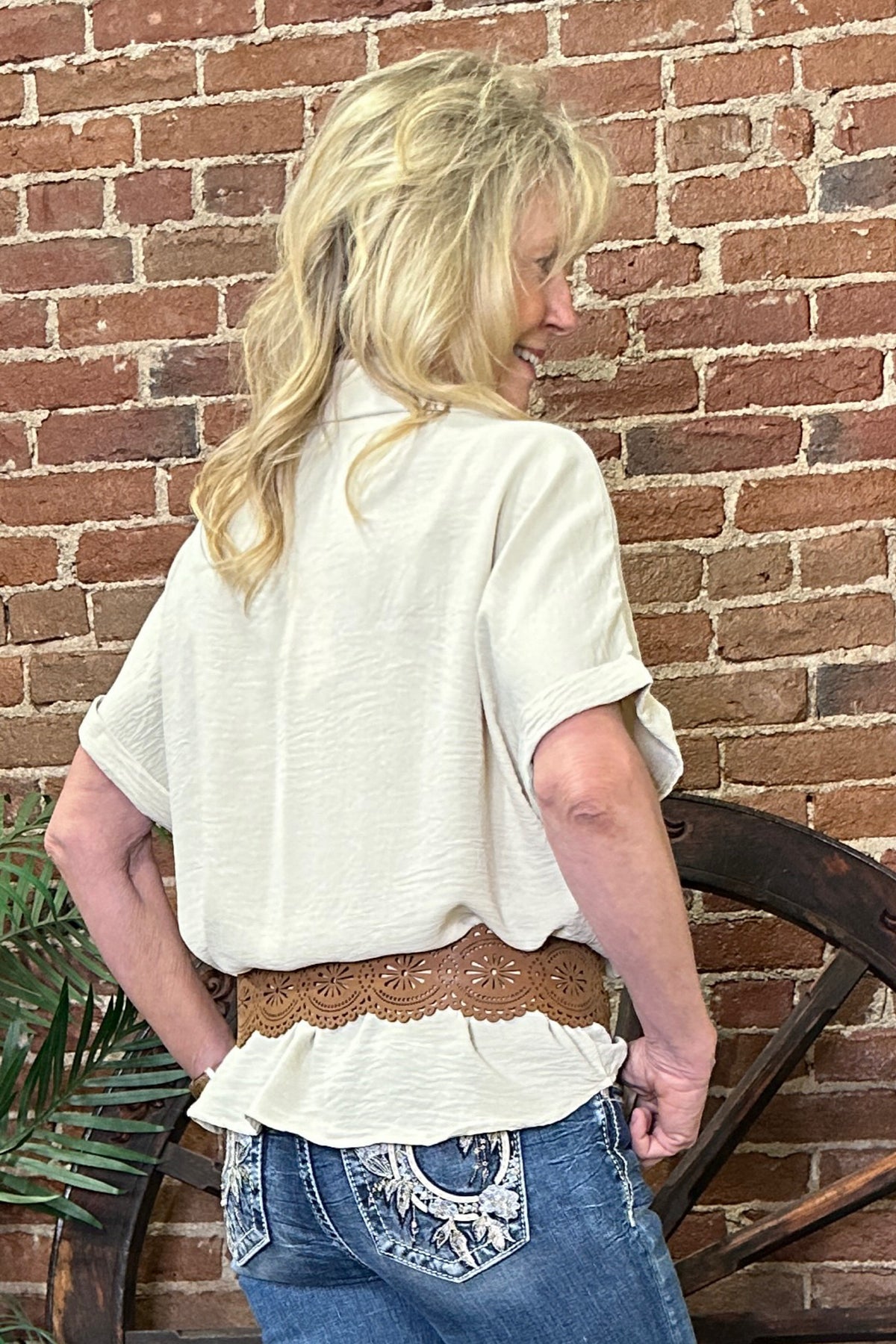 Soft and Airy Rolled Cuff Button Up-top-Allie Rose-Gallop 'n Glitz- Women's Western Wear Boutique, Located in Grants Pass, Oregon