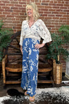 Blue V-Neck Jumpsuit with Slit Leg By Angie-Dress-Angie-Gallop 'n Glitz- Women's Western Wear Boutique, Located in Grants Pass, Oregon