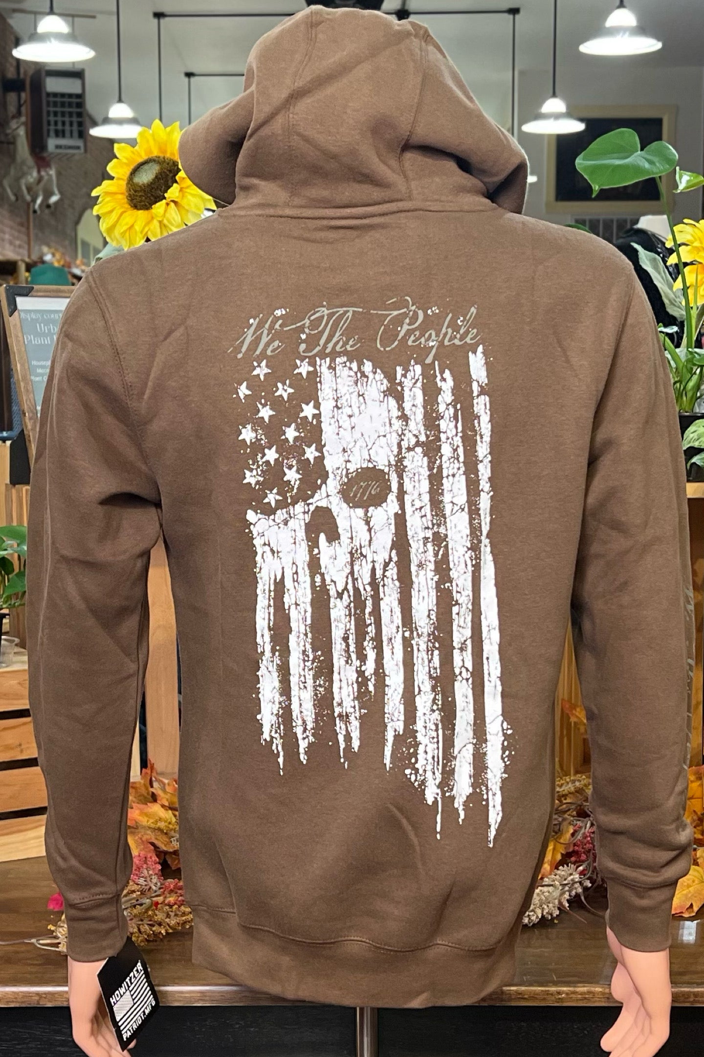 Howitzer Men's Liberty Forged Hoodie – Military Grunt Pullover, USA Flag Graphic (Green)