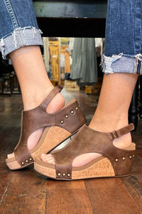 CARLEY By Corkys Rustic Brown Wedge-Ladies Shoe-Corkys-Gallop 'n Glitz- Women's Western Wear Boutique, Located in Grants Pass, Oregon