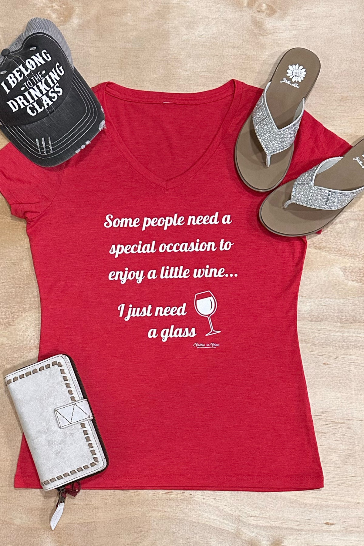 I Just Need A Glass of Wine T-Shirt-Graphic Tee-Gallop 'n Glitz-Gallop 'n Glitz- Women's Western Wear Boutique, Located in Grants Pass, Oregon