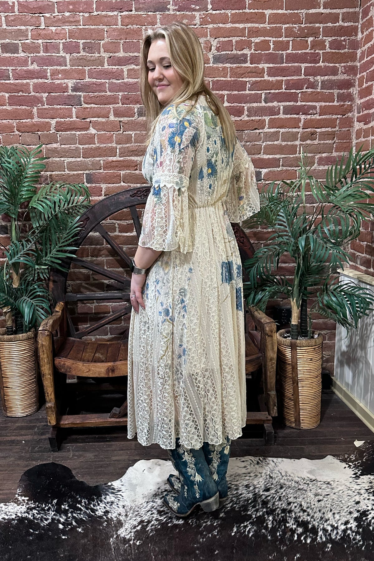 Springtime Lace and Crochet Dress by Origami Apparel-Dress-Origami-Gallop 'n Glitz- Women's Western Wear Boutique, Located in Grants Pass, Oregon