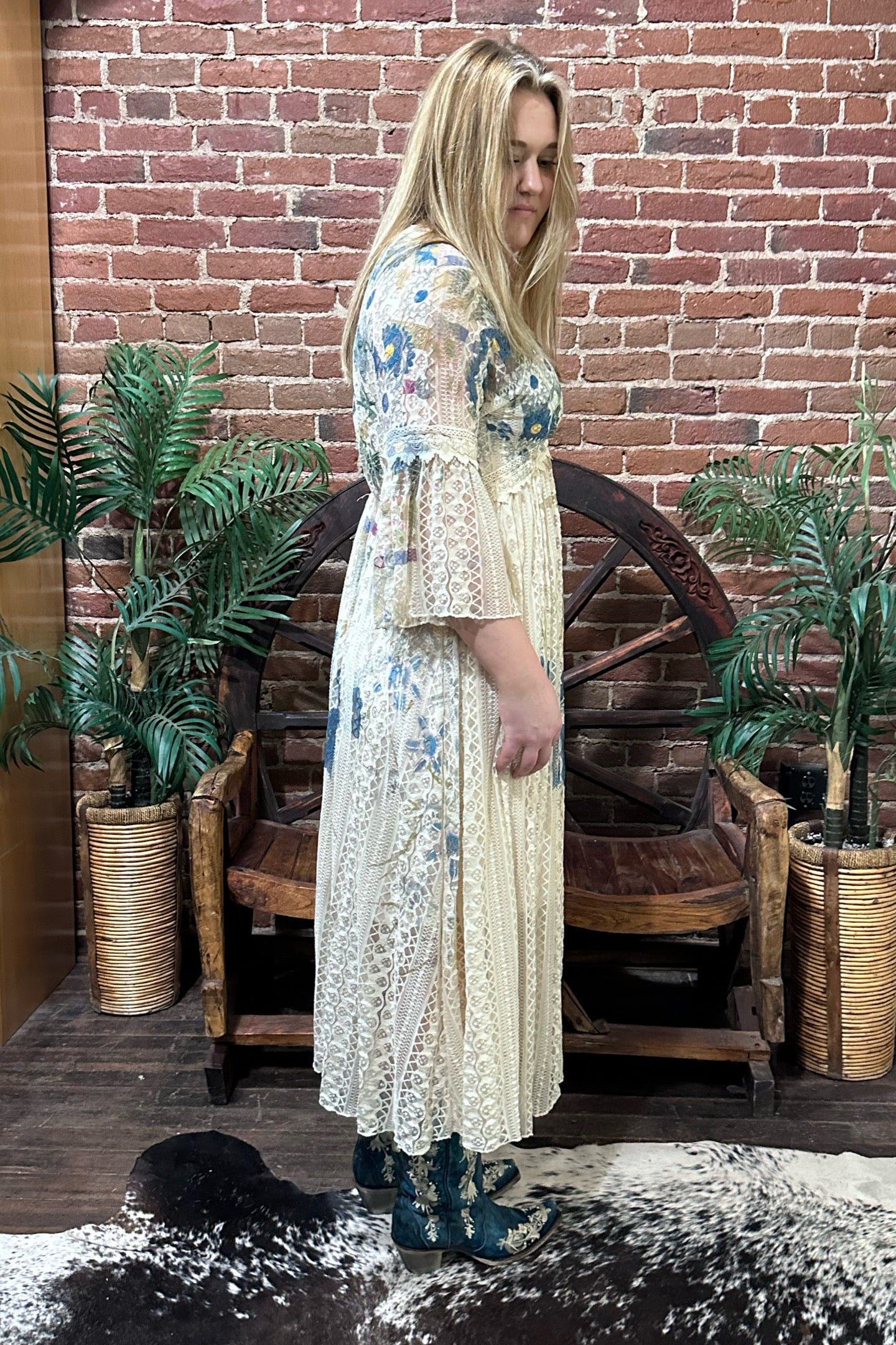 Springtime Lace and Crochet Dress by Origami Apparel-Dress-Origami-Gallop 'n Glitz- Women's Western Wear Boutique, Located in Grants Pass, Oregon
