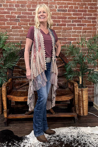Americana Lace n' Floral Vest-Vest-Origami-Gallop 'n Glitz- Women's Western Wear Boutique, Located in Grants Pass, Oregon