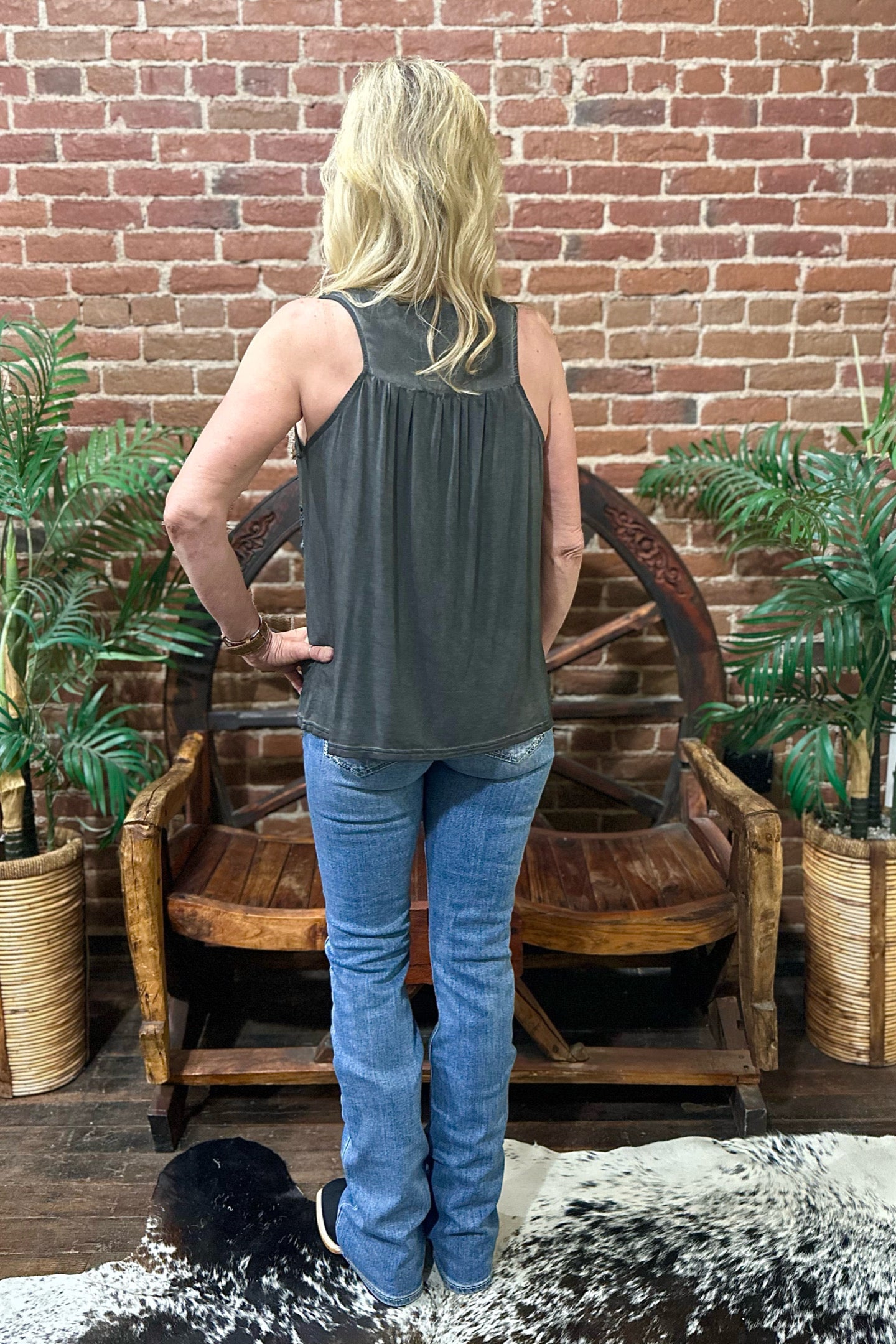 Floral Embroidered Sleeveless Top by POL-top-POL-Gallop 'n Glitz- Women's Western Wear Boutique, Located in Grants Pass, Oregon