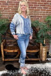 Vintage Blue Crop Pull Over Sweater By Angie-Sweater-Angie-Gallop 'n Glitz- Women's Western Wear Boutique, Located in Grants Pass, Oregon
