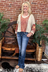 Tan Crop Pull Over Sweater By Angie-Sweater-Angie-Gallop 'n Glitz- Women's Western Wear Boutique, Located in Grants Pass, Oregon