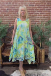 Aqua and Lime Watercolor Dress by Vine Street Apparel