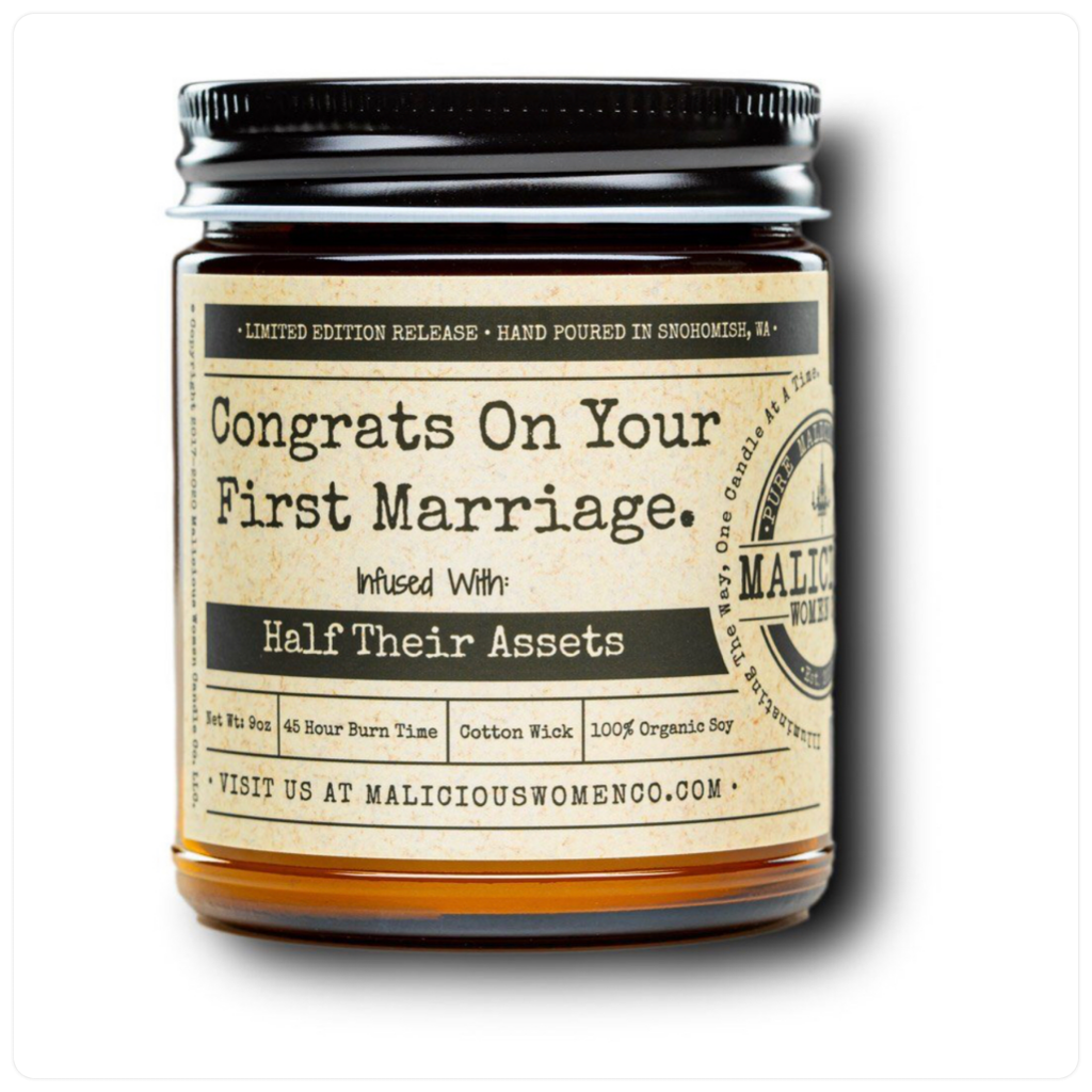 First Marriage Malicious Women Candle-Gift-Malicious Women-Gallop 'n Glitz- Women's Western Wear Boutique, Located in Grants Pass, Oregon