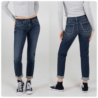 Boyfriend Mid Rise Slim Leg Silver Jean-Boyfriend-Silver Jeans-Gallop 'n Glitz- Women's Western Wear Boutique, Located in Grants Pass, Oregon