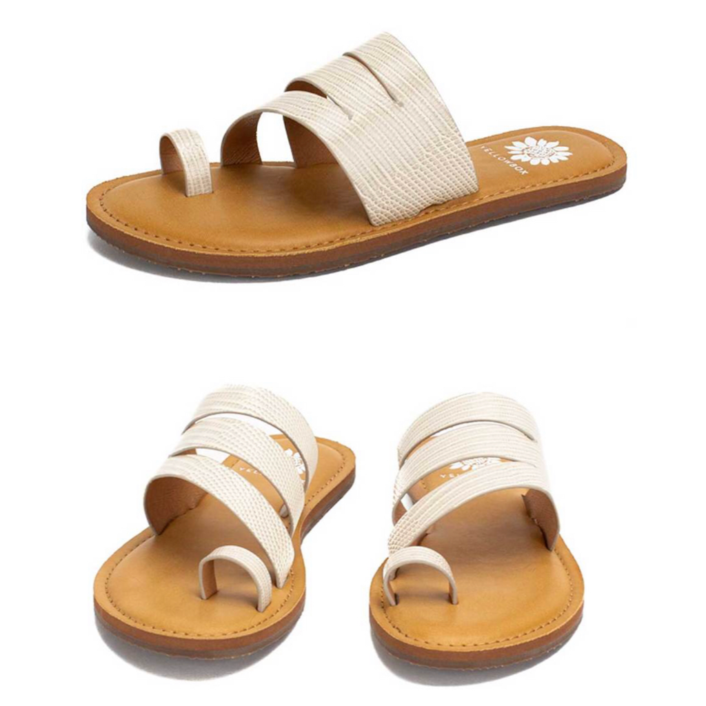 Yellow box white sandals sales