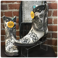 Corral White/Black Overlay & Embroidery & Studs Boot-Ladies Boot-Corral Boots-Gallop 'n Glitz- Women's Western Wear Boutique, Located in Grants Pass, Oregon