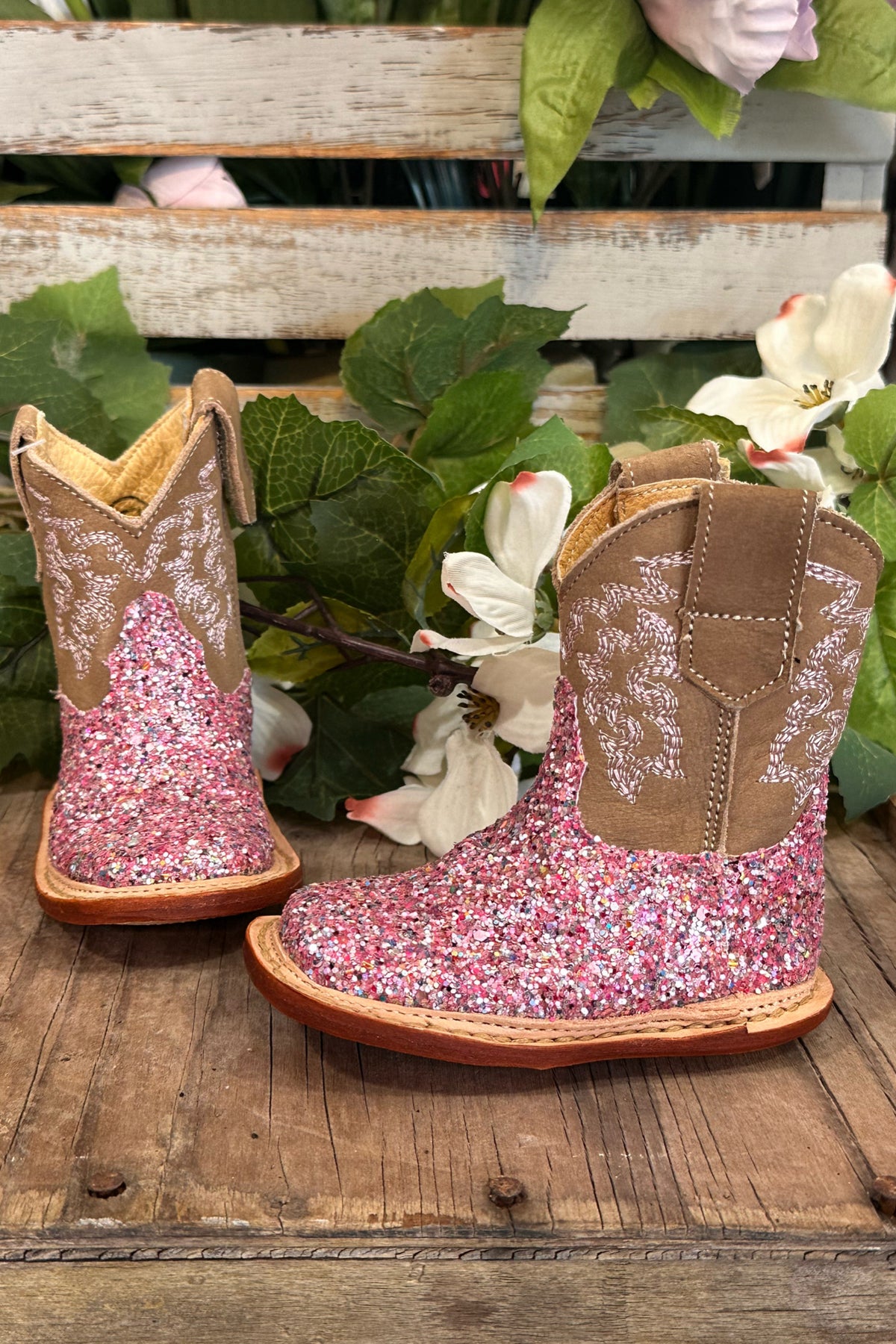 Cowbabies Glitter Pink Boots by Roper-Kids Footwear-Roper/Stetson-Gallop 'n Glitz- Women's Western Wear Boutique, Located in Grants Pass, Oregon