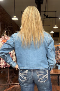 Women’s Cropped Long Sleeve Snapped Denim Shirt by Ariat-Top-Ariat-Gallop 'n Glitz- Women's Western Wear Boutique, Located in Grants Pass, Oregon
