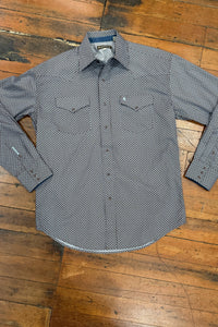 Men's Blue and Brown Diamond Long Sleeve Shirt by Stetson-Men's Dress Shirt-Roper/Stetson-Gallop 'n Glitz- Women's Western Wear Boutique, Located in Grants Pass, Oregon
