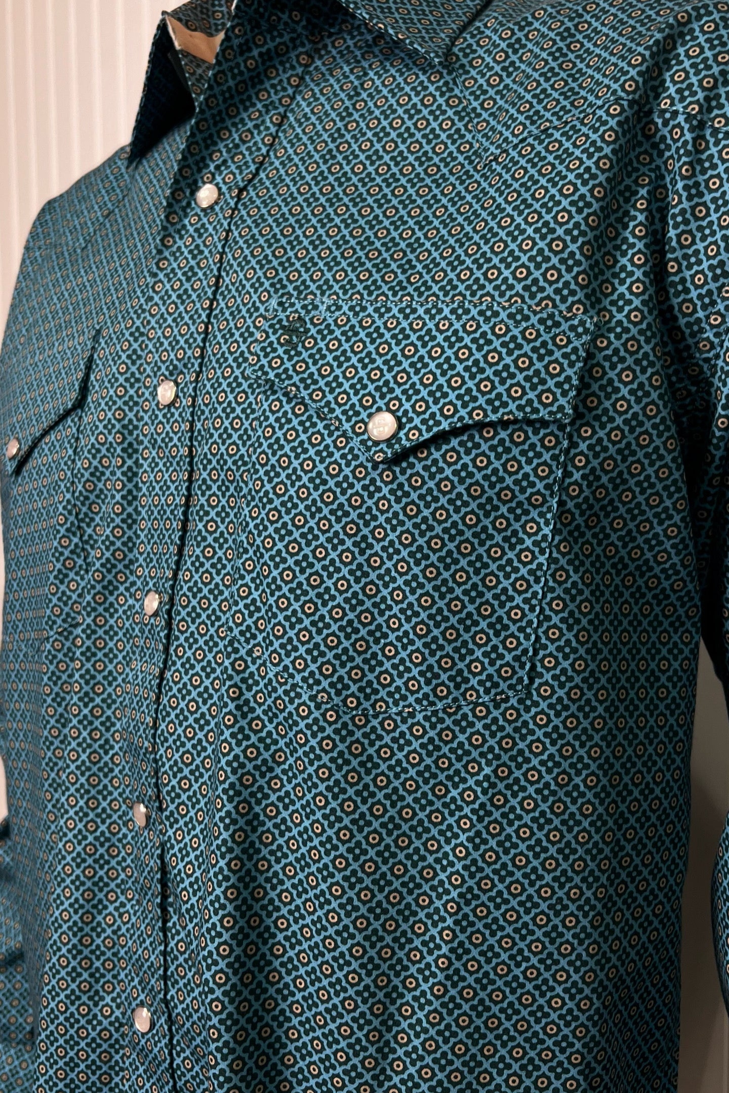 Men's Four Leaf Foulard Green Long Sleeve Shirt by Stetson-Men's Dress Shirt-Roper/Stetson-Gallop 'n Glitz- Women's Western Wear Boutique, Located in Grants Pass, Oregon