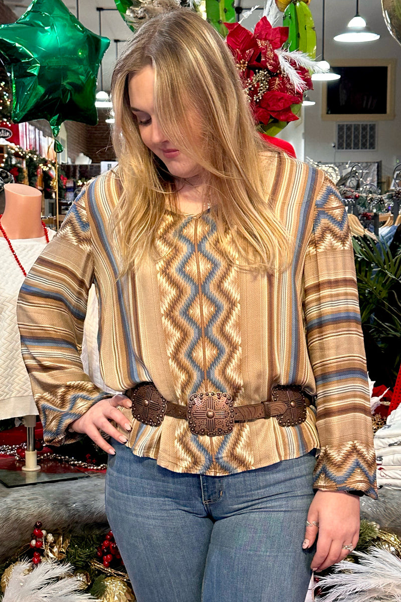 Women's Serape Herringbone Shirt by Stetson-Top-Roper/Stetson-Gallop 'n Glitz- Women's Western Wear Boutique, Located in Grants Pass, Oregon