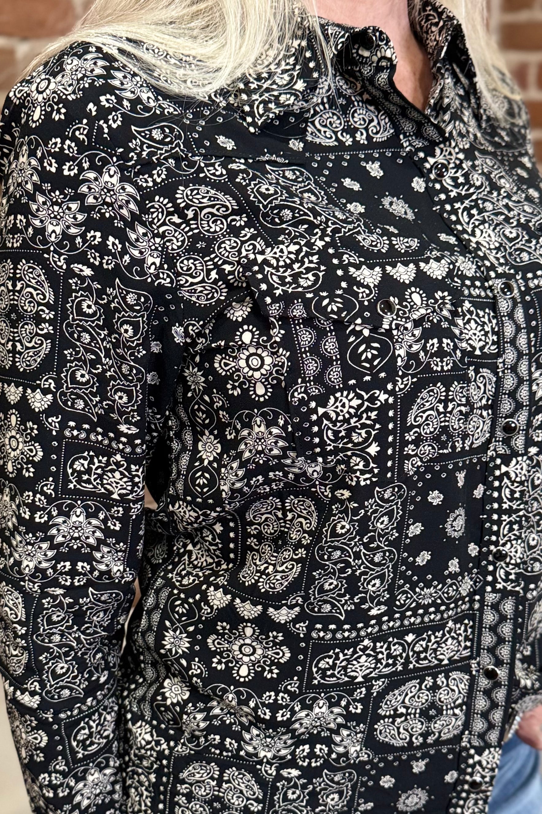 Bandana Nights Western Snap Shirt By Stetson-Top-Roper/Stetson-Gallop 'n Glitz- Women's Western Wear Boutique, Located in Grants Pass, Oregon