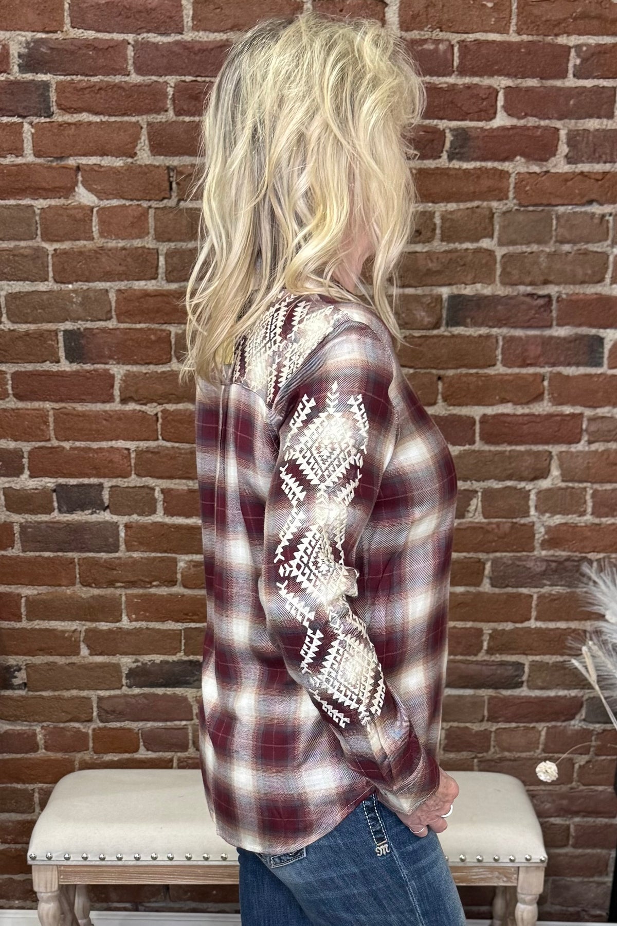 Black Cherry Plaid Button Up by Stetson-Top-Roper/Stetson-Gallop 'n Glitz- Women's Western Wear Boutique, Located in Grants Pass, Oregon