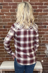 Black Cherry Plaid Button Up by Stetson-Top-Roper/Stetson-Gallop 'n Glitz- Women's Western Wear Boutique, Located in Grants Pass, Oregon