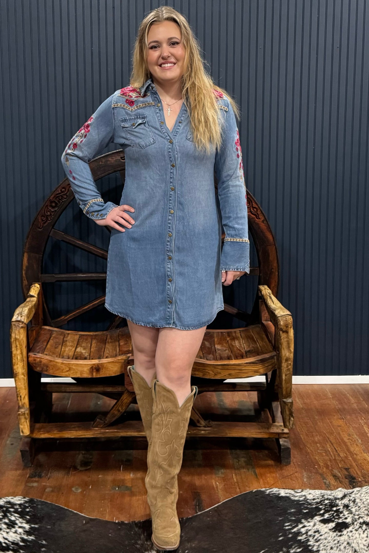 Embroidered Demin Shirt Dress | GALLOP 'N GLITZ Gallop 'n Glitz Embroidered Demin Shirt Dress | GALLOP 'N GLITZ Gallop 'n Glitz