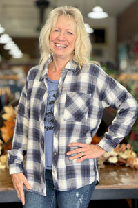 Oversized Drop Shoulder Flannel-Top-Be Cool-Gallop 'n Glitz- Women's Western Wear Boutique, Located in Grants Pass, Oregon