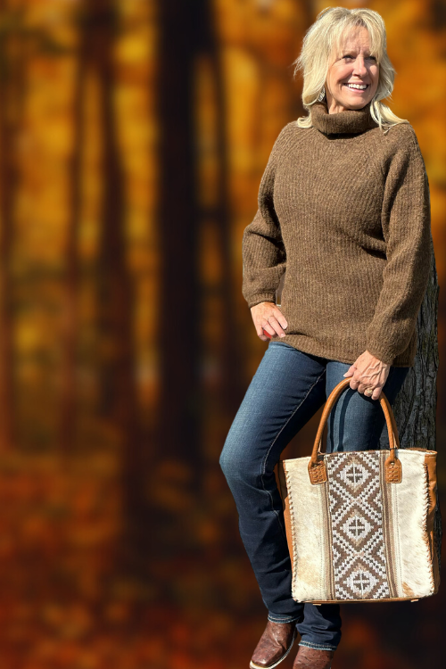 Cozy Soft Oversized Turtleneck Khaki Sweater-Sweater-Molly Bracken-Gallop 'n Glitz- Women's Western Wear Boutique, Located in Grants Pass, Oregon
