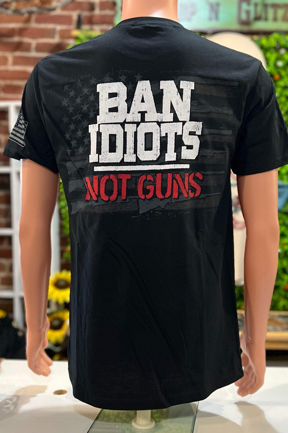 "Ban Idiots, Not Guns" Tee-Men's Graphic Tee-Buck Wear-Gallop 'n Glitz- Women's Western Wear Boutique, Located in Grants Pass, Oregon