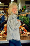 Sparkle Stripe Boyfriend Jacket - Denim-Jacket-Blue B-Gallop 'n Glitz- Women's Western Wear Boutique, Located in Grants Pass, Oregon