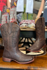 Woman's Roper Kacey Brown Square Toe Boots-Ladies Boot-Roper/Stetson-Gallop 'n Glitz- Women's Western Wear Boutique, Located in Grants Pass, Oregon