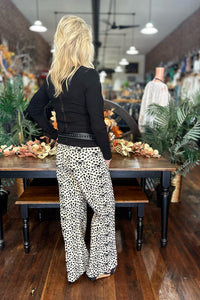 Dalmatian Print Crystal Wide-Leg Jeans-Trouser-Blue B-Gallop 'n Glitz- Women's Western Wear Boutique, Located in Grants Pass, Oregon