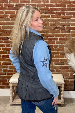Western Embroidered Snap Button Shirt-Top-Blue B-Gallop 'n Glitz- Women's Western Wear Boutique, Located in Grants Pass, Oregon