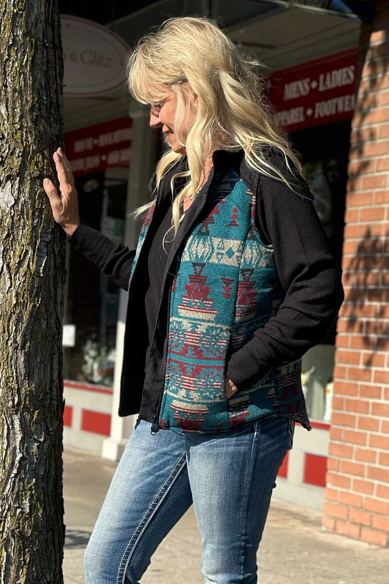Women's Aztec Maybelle Vest by Outback Trading-Vest-Outback Trading-Gallop 'n Glitz- Women's Western Wear Boutique, Located in Grants Pass, Oregon