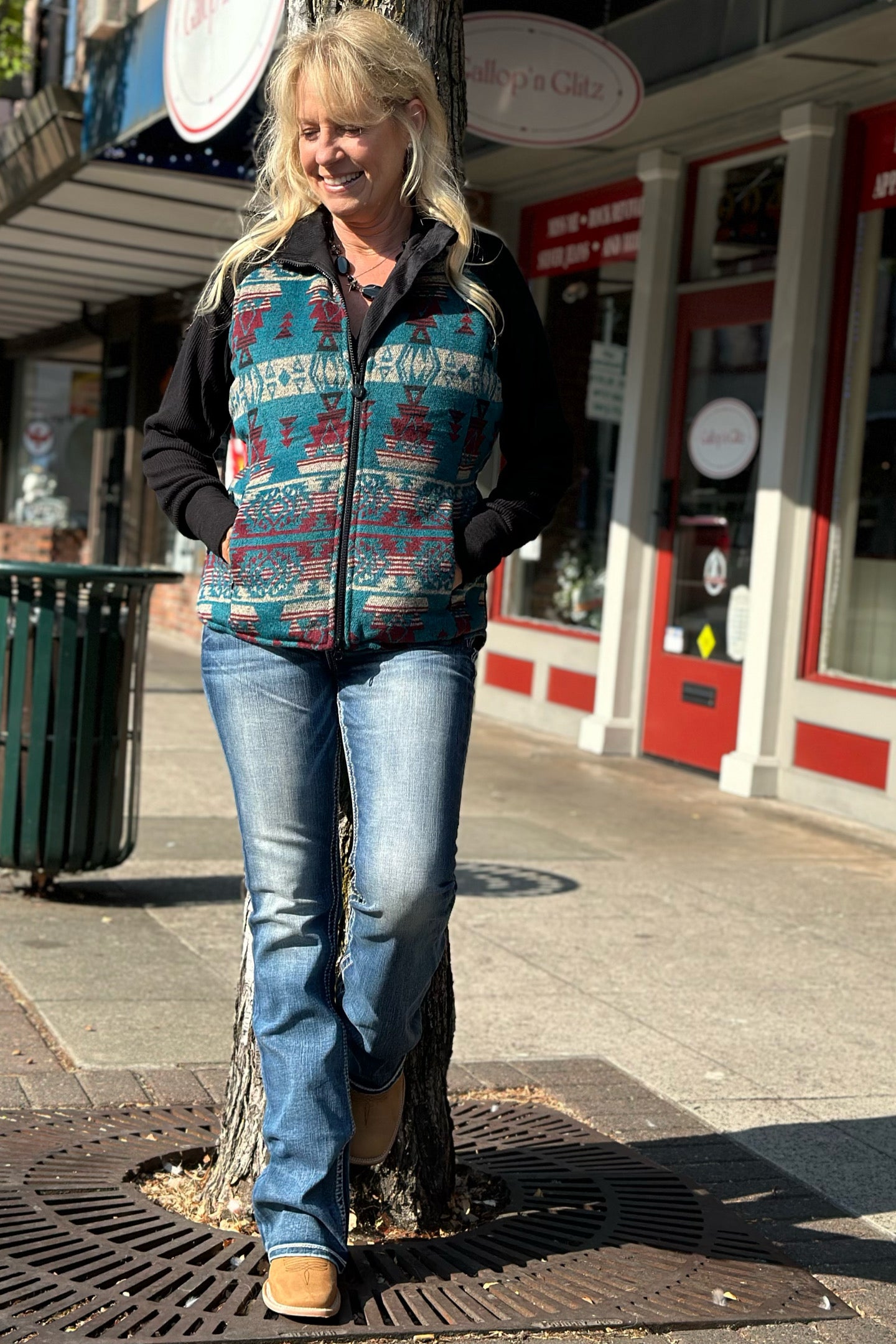 Women's Aztec Maybelle Vest by Outback Trading-Vest-Outback Trading-Gallop 'n Glitz- Women's Western Wear Boutique, Located in Grants Pass, Oregon