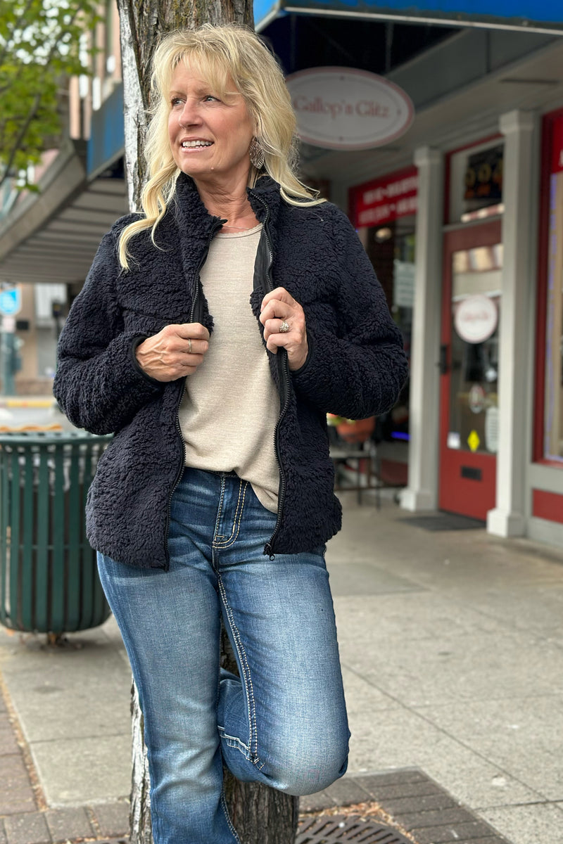 Ladies "Oh So Cozy" Fuzzy Full Zip Jacket-Jacket-Outback Trading-Gallop 'n Glitz- Women's Western Wear Boutique, Located in Grants Pass, Oregon