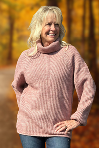 Cozy Soft Oversized Turtleneck Pink Sweater-Sweater-Molly Bracken-Gallop 'n Glitz- Women's Western Wear Boutique, Located in Grants Pass, Oregon