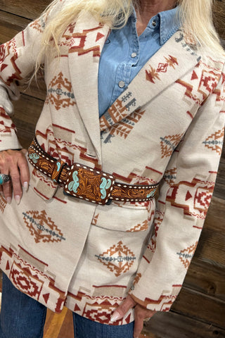 Aztec Painted Desert Blazer-Jacket-Blue B-Gallop 'n Glitz- Women's Western Wear Boutique, Located in Grants Pass, Oregon