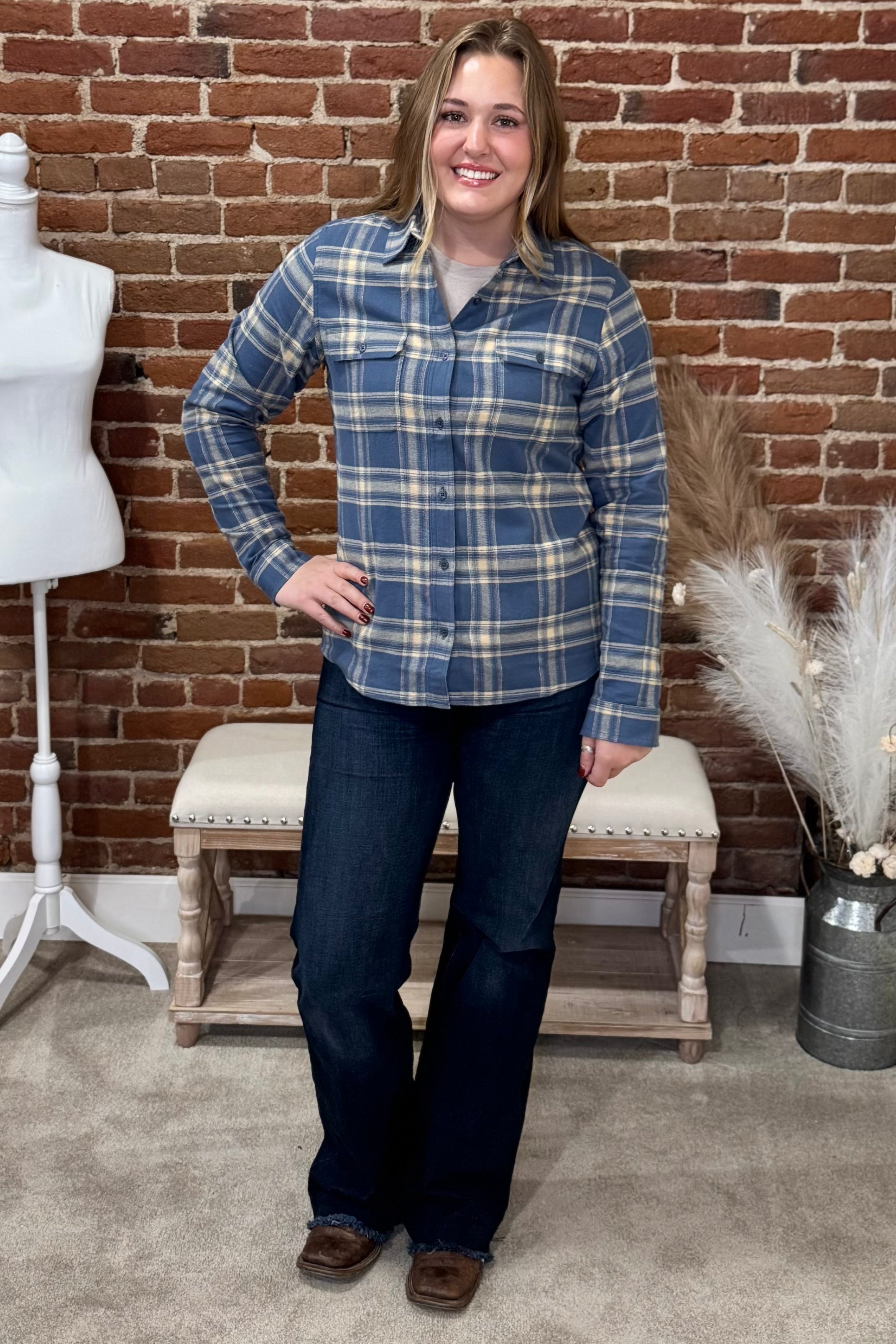 Women's Plaid Flannel Shirt by Outback-top-Outback Trading-Gallop 'n Glitz- Women's Western Wear Boutique, Located in Grants Pass, Oregon