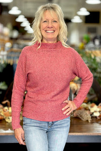 Long Sleeve Mock Neck Sweater Berry-Sweater-Staccato-Gallop 'n Glitz- Women's Western Wear Boutique, Located in Grants Pass, Oregon