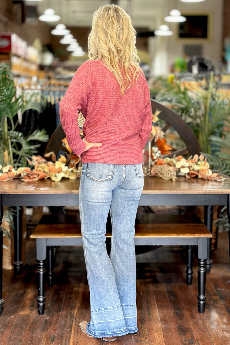 Long Sleeve Mock Neck Sweater Berry-Sweater-Staccato-Gallop 'n Glitz- Women's Western Wear Boutique, Located in Grants Pass, Oregon