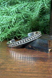 Sterling Silver 5 MM Ball Cuff With Rope Lining