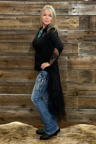 The Vintage Muse Sleeveless Duster Black-Duster-Origami-Gallop 'n Glitz- Women's Western Wear Boutique, Located in Grants Pass, Oregon
