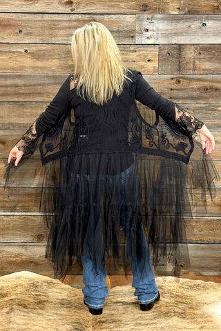 The Vintage Muse Sleeveless Duster Black-Duster-Origami-Gallop 'n Glitz- Women's Western Wear Boutique, Located in Grants Pass, Oregon