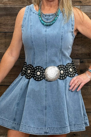 The Western Link Black Concho Belt-Belt-Dylan T Designs-Gallop 'n Glitz- Women's Western Wear Boutique, Located in Grants Pass, Oregon