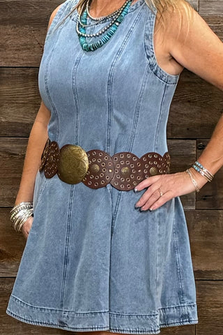 The Western Link Brown Concho Belt