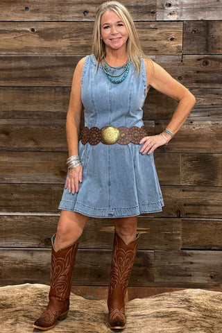The Western Link Brown Concho Belt