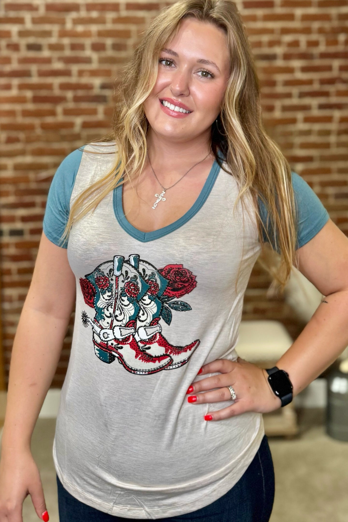 Boots and Spurs T-Shirt by Liberty Wear-T-Shirt-Liberty Wear-Gallop 'n Glitz- Women's Western Wear Boutique, Located in Grants Pass, Oregon